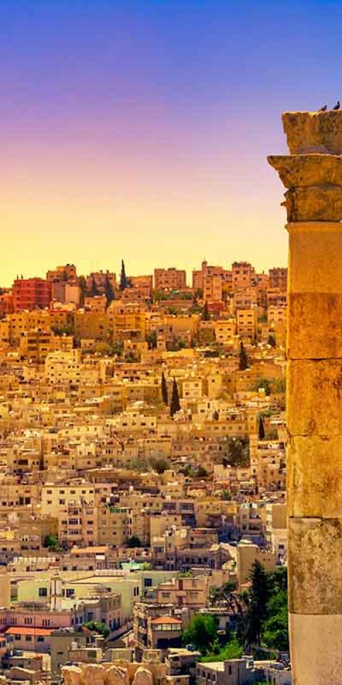 Street scene with local transit in Amman