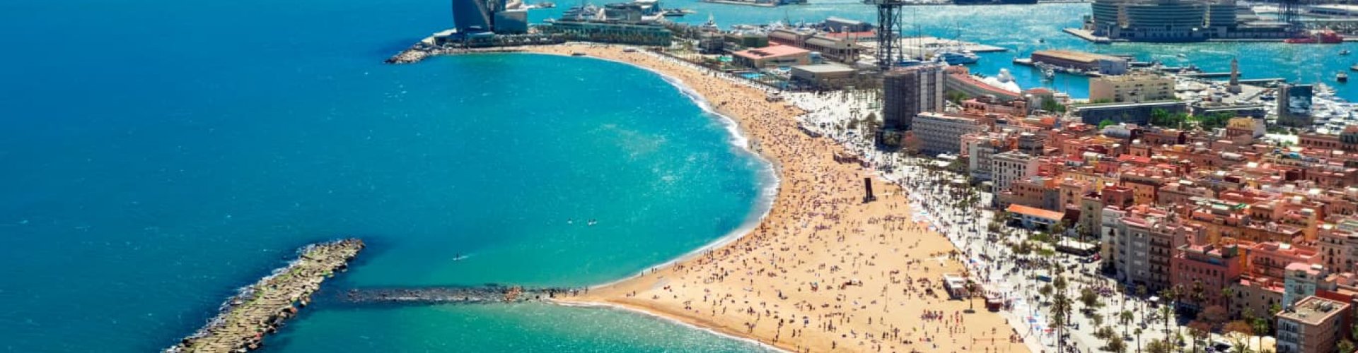Evening riverside shot of Barcelona