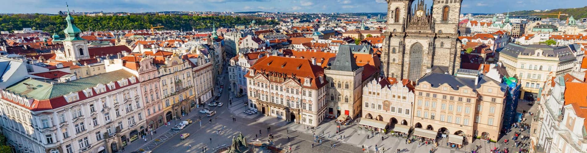 Evening riverside shot of Prague, CZ