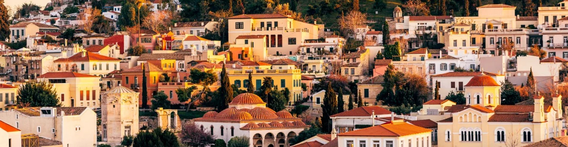Evening riverside view in Athens, GR
