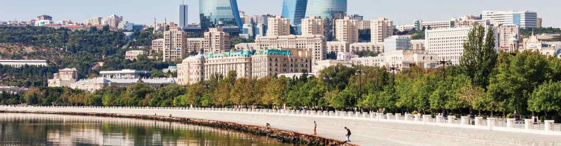 Evening riverside view of Baku, AZ