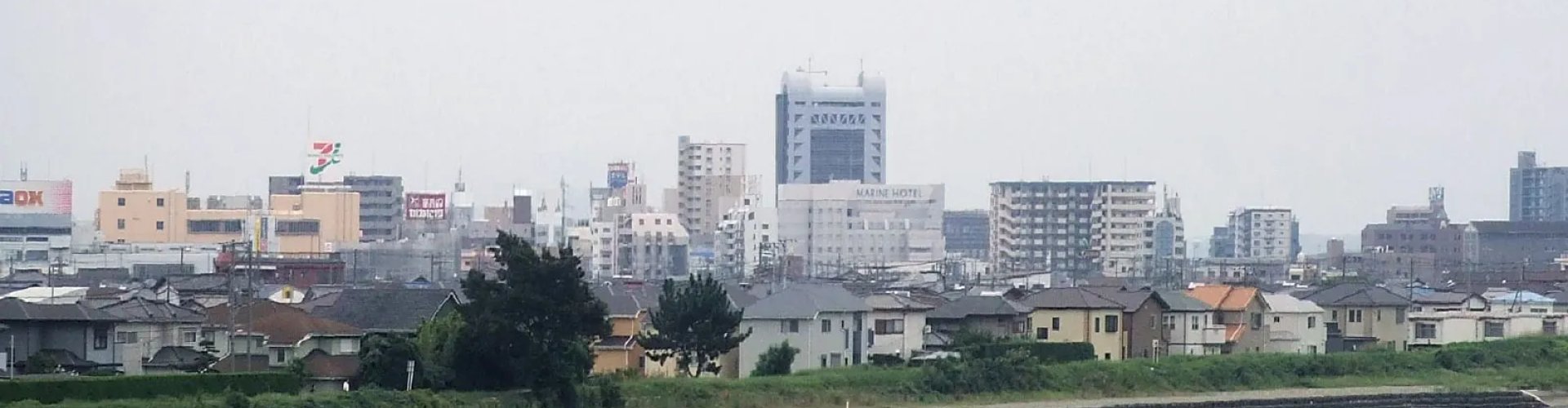 Evening riverside view of Chiba, JP