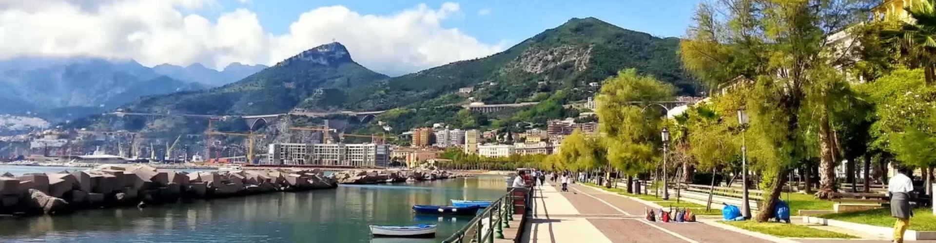 Evening riverside shot of Salerno, IT
