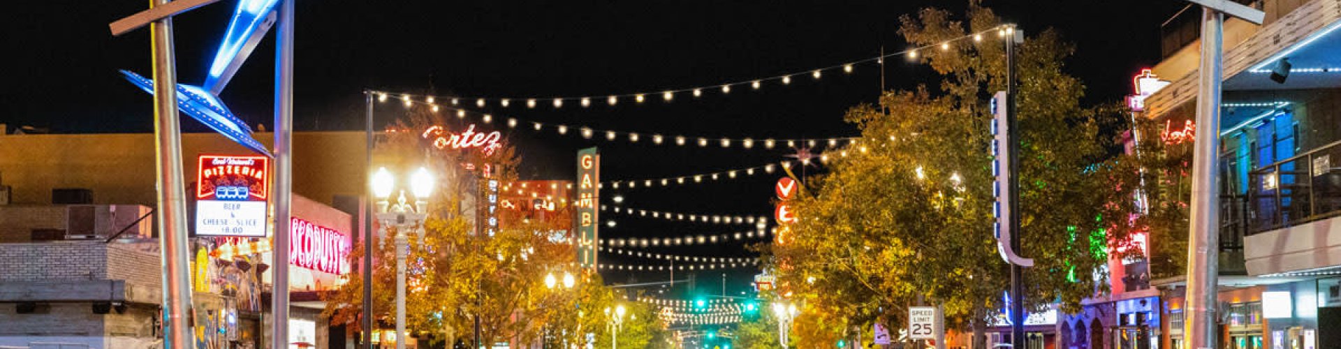 Evening riverside shot of Las Vegas, NV, US