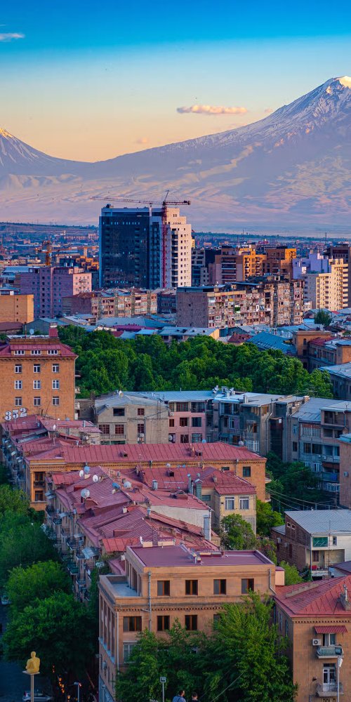 Metro train passing through Yerevan