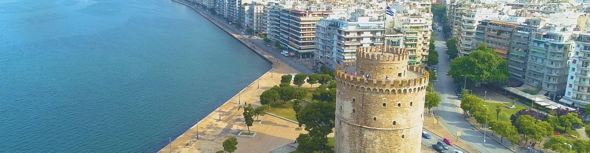 Evening riverside view of Thessaloniki, GR