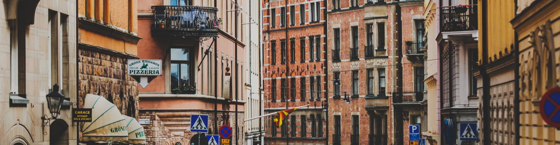 Evening riverside shot of Stockholm, SE