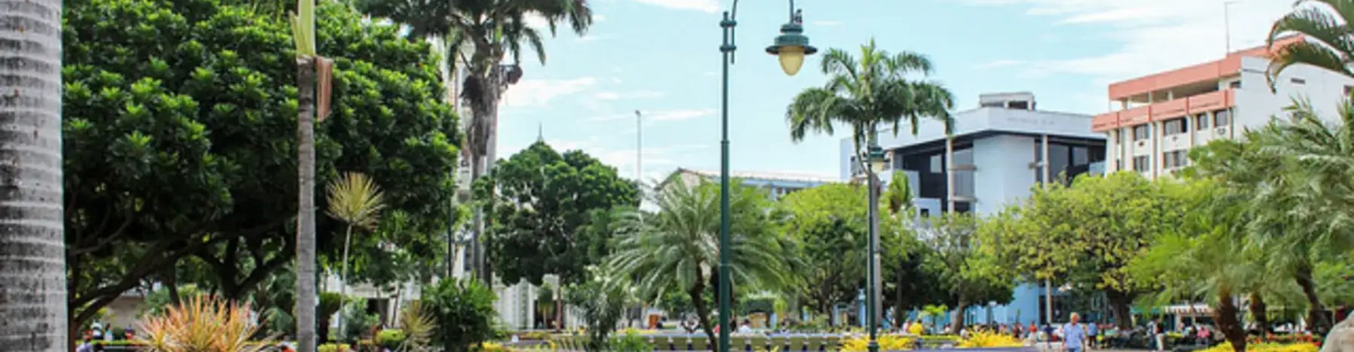 Evening riverside shot of Machala, EC