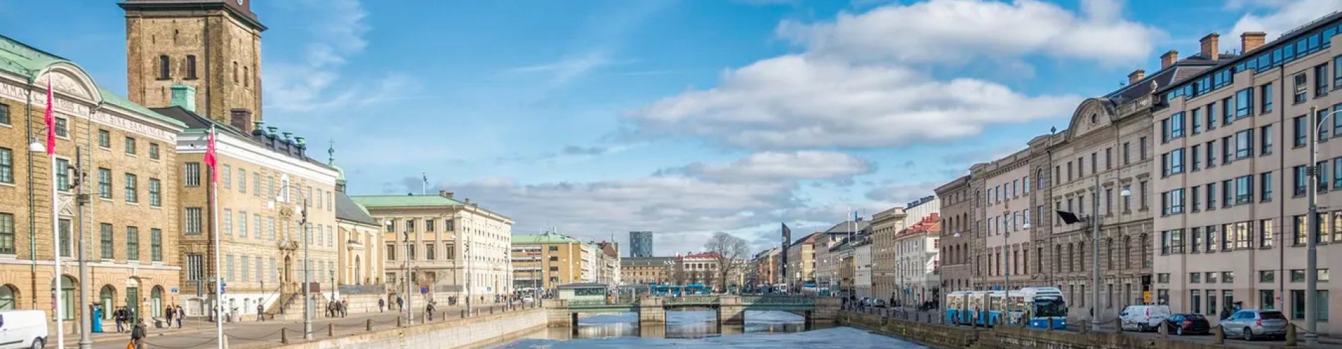Evening riverside shot of Gothenburg, SE