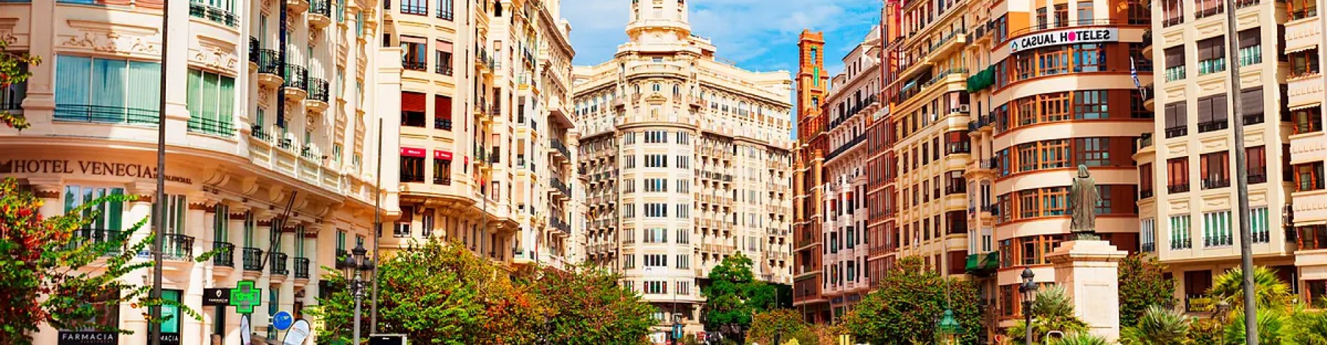Cycling along Turia Gardens in Valencia, ES