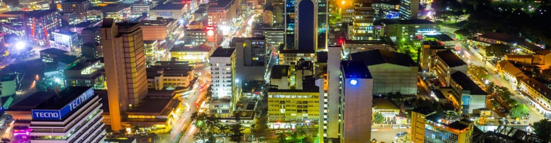 Evening riverside shot of Kampala, UG