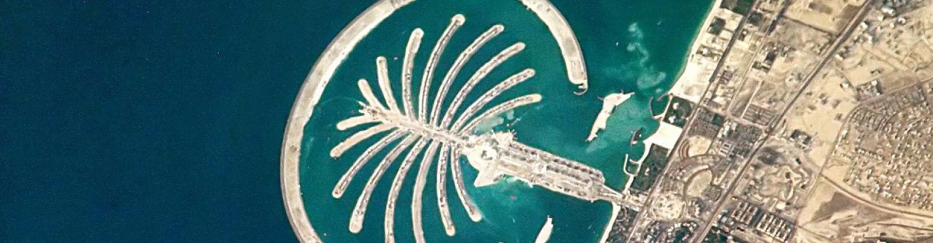 Evening riverside shot of Dubai, AE