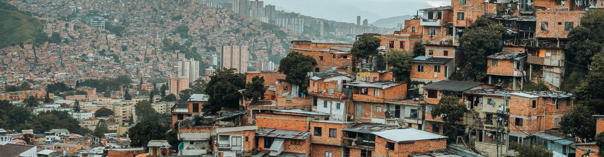 Evening riverside shot of Medellin