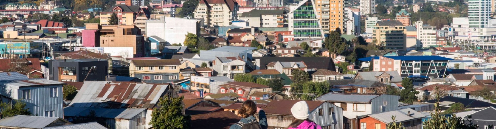 Evening riverside shot of Puerto Montt, CL