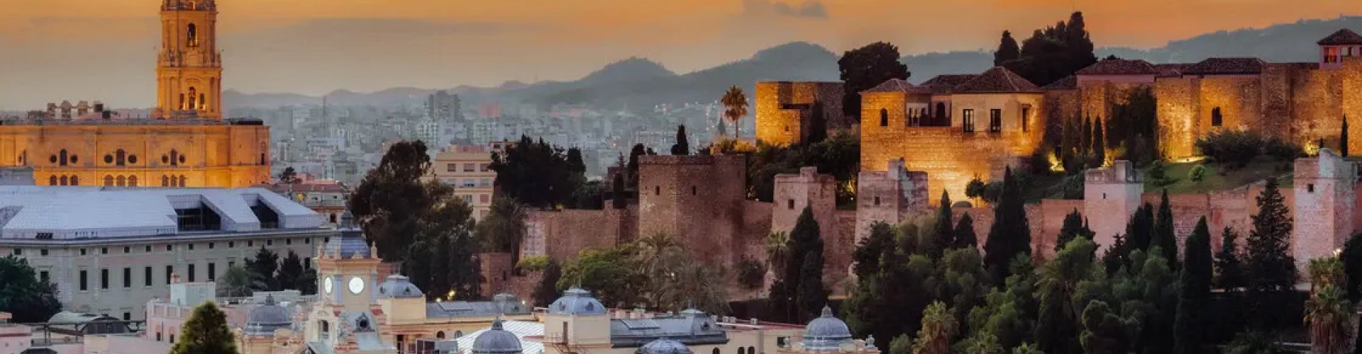 Evening riverside shot of Málaga