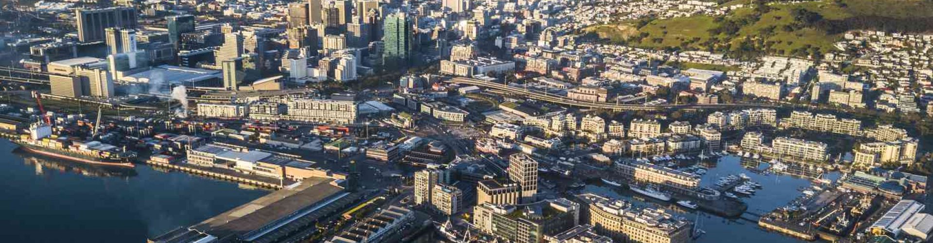 Evening riverside view of Cape Town, ZA