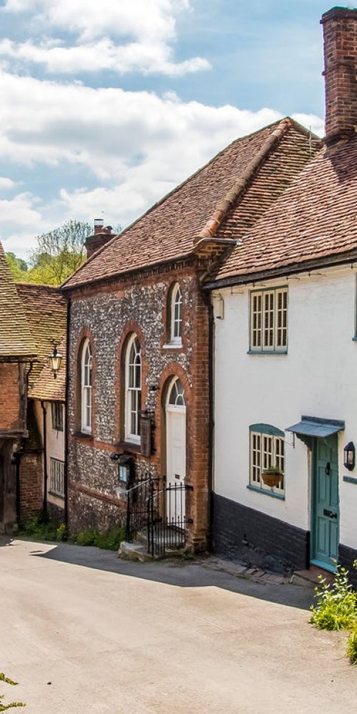 Street in High Wycombe with historic architecture