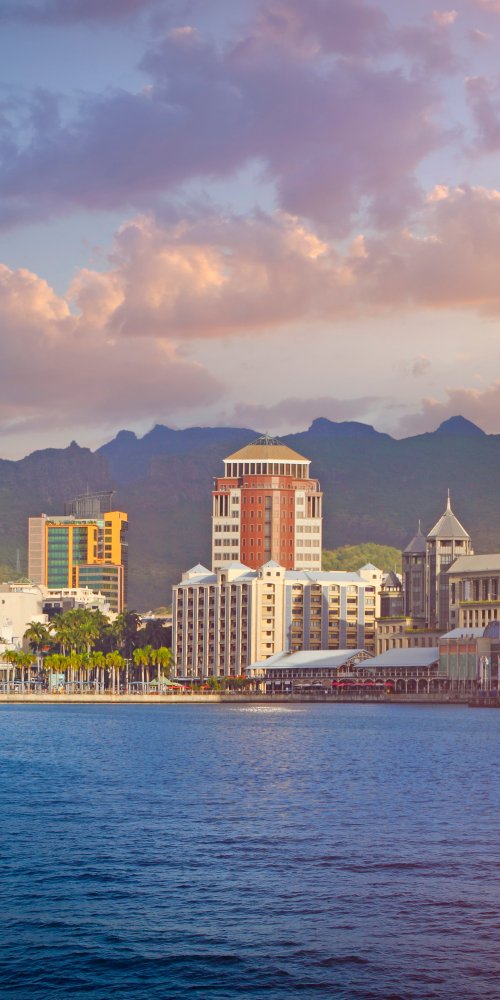 Street scene with Tram in Port Louis, MU