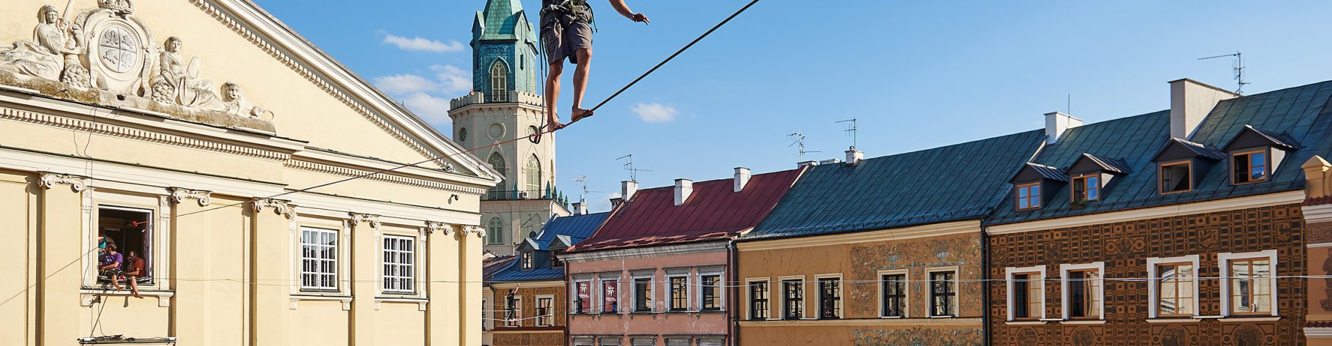 Evening riverside view of Lublin, PL