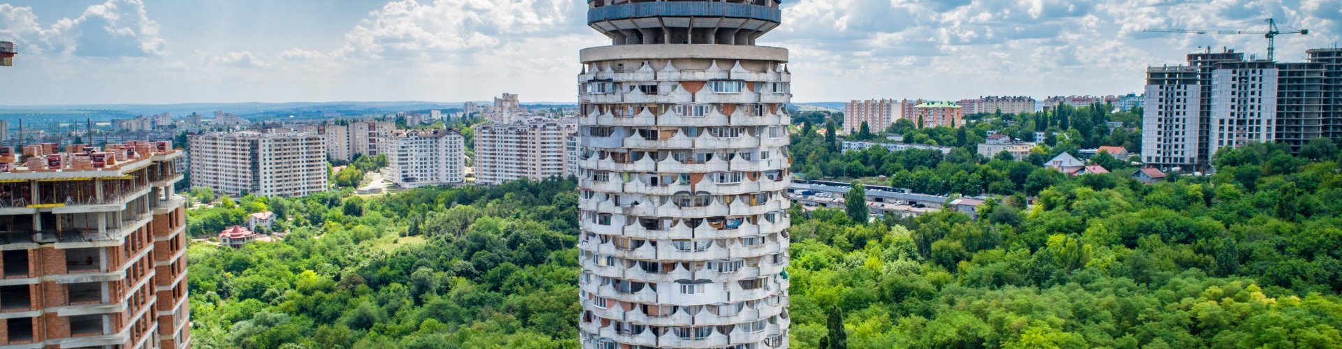 Evening riverside shot of Chişinău, MD
