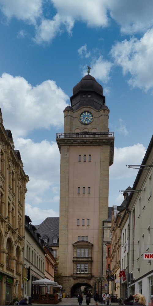 Plauen tram passing through city street