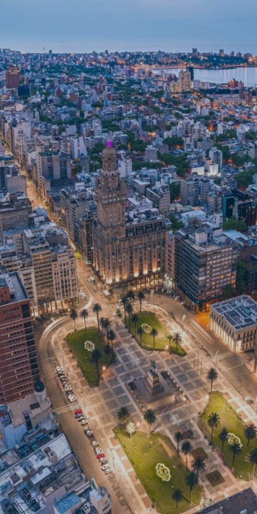 Montevideo street with colourful buildings